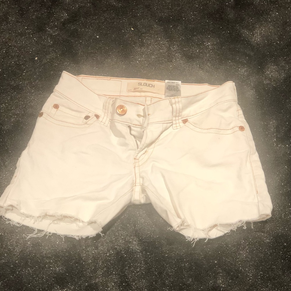 Levi's White Slouch Denim Cutoff Shorts